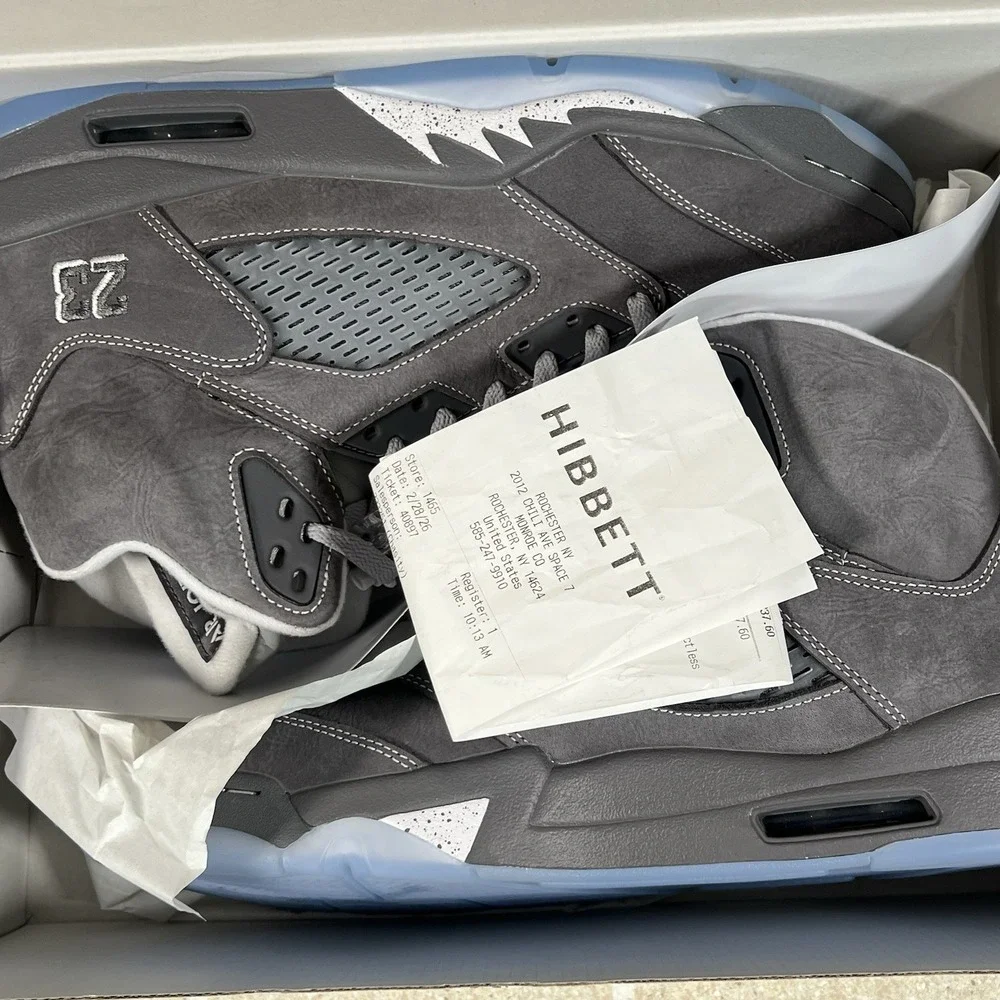 Nike Air Jordan 5 Retro Wolf Grey White Athletic Sneakers DD0587-002 Men Size 12